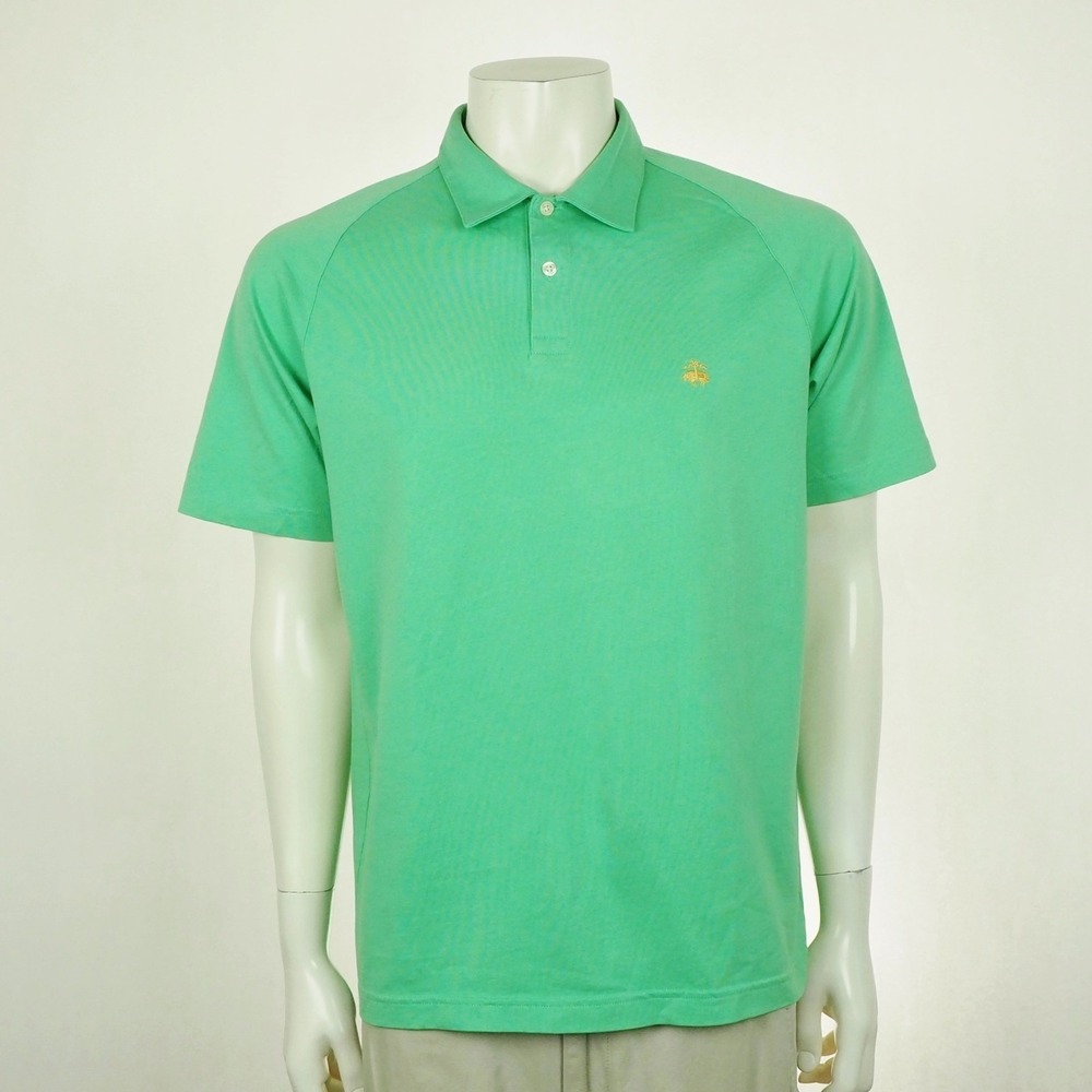 Brooks Brothers 346 Polo Shirt Mens Large Bright Green Cotton Blend Short Sleeve